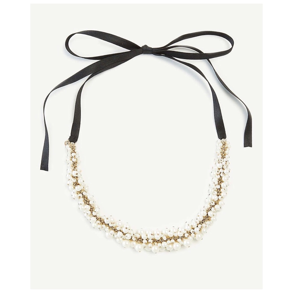 Ann Taylor Pearlized Cluster Ribbon Necklace